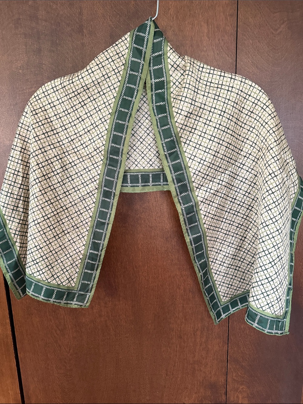 Vintage Green Acetate Scarf Rectangle Greens Cream